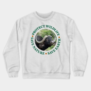Wildlife Conservation Earth Day Buffaloes Crewneck Sweatshirt